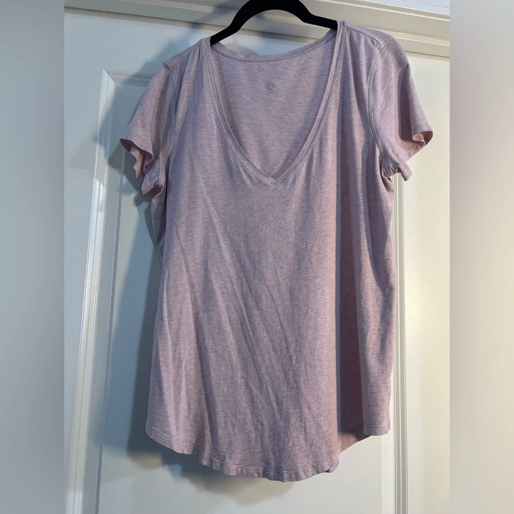 Lululemon Women's Pink Taupe‎ V-Neck Top-PTP 20